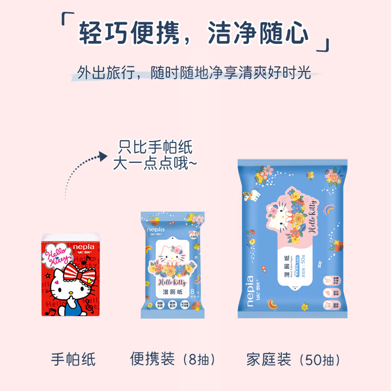 妮飘(Nepia)哆啦A梦湿厕纸10抽*12包便携装厕纸卫生清洁厕后湿巾纸巾高清大图