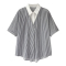 衬衫短袖女夏2018新款韩范大码胖mm宽松上衣POLO领拼接假两件衬衣蓝条纹