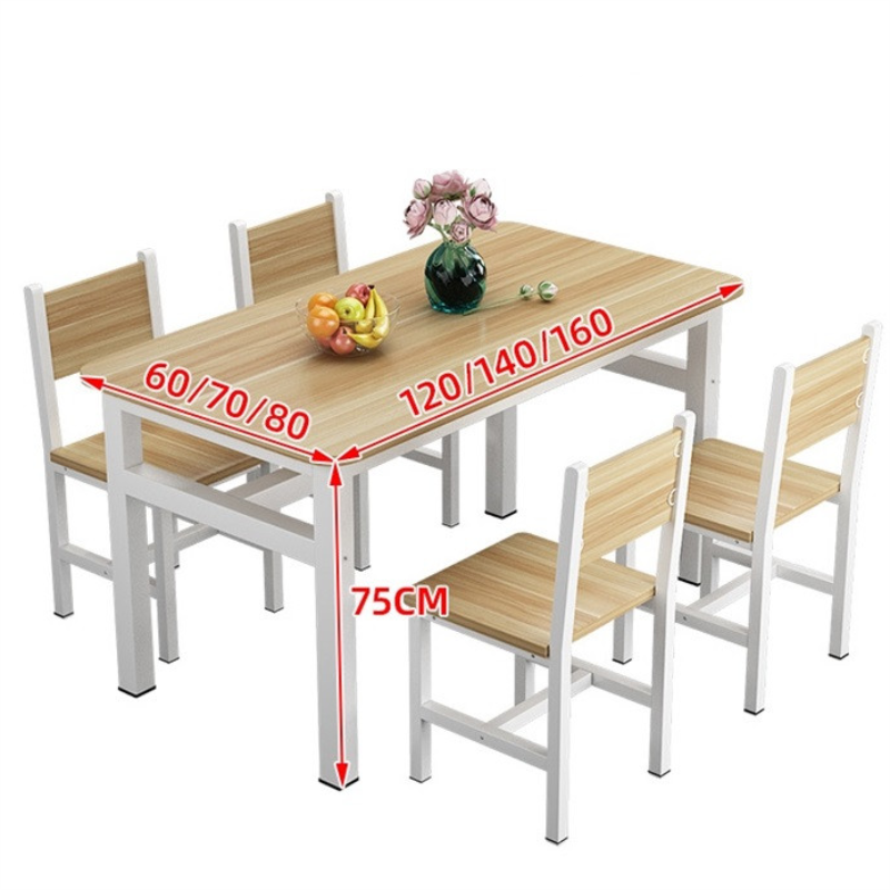 易企采 圆角140*70*0.75配四椅简约现代快餐桌椅家用餐桌椅组合现代简约餐桌椅饭馆小吃店餐桌椅高清大图