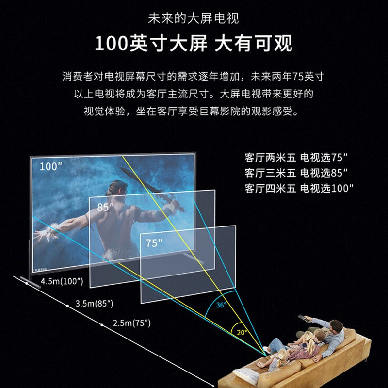 TCL电视 100X6C 100英寸 4K超清智能WIFI网络电视机