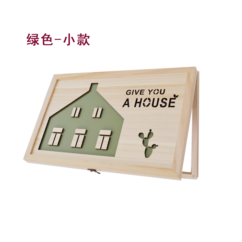实木电表箱遮挡日式多媒体墙面装饰壁饰北欧创意弱电箱集线箱遮挡 三维工匠 绿色小款高清大图