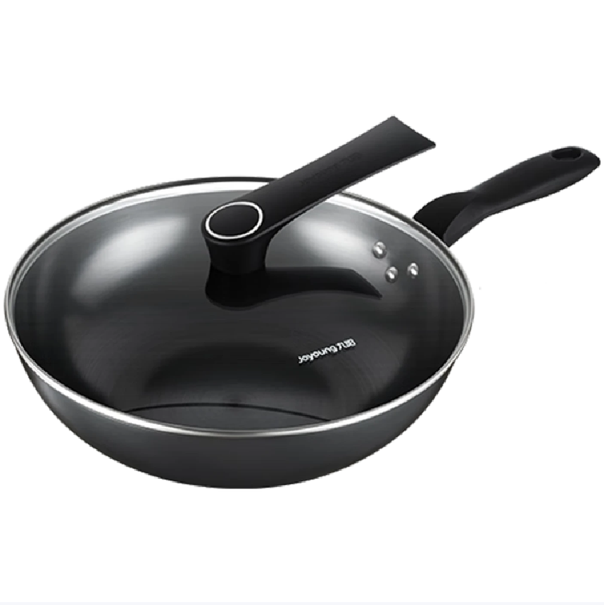 九阳(Joyoung)无涂层铸铁炒菜锅可立盖燃气煤气灶电磁炉通用家用中式不锈煎炒锅 带盖CF32C-CJ232-A 32高清大图