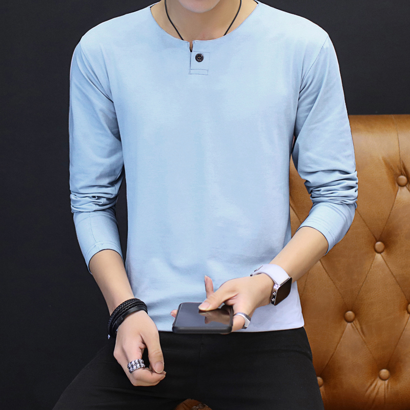 富贵鸟男士春季百搭长袖圆领t恤男