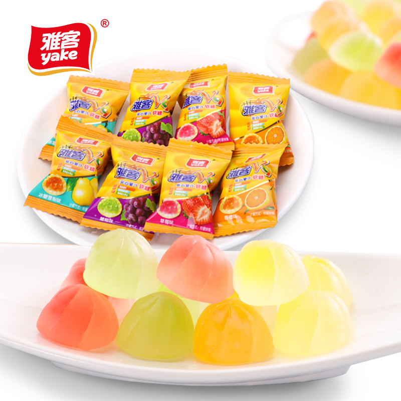 雅客V9夹心果汁软糖500g约80个 零食水果味维生素C休闲零嘴QQ糖果