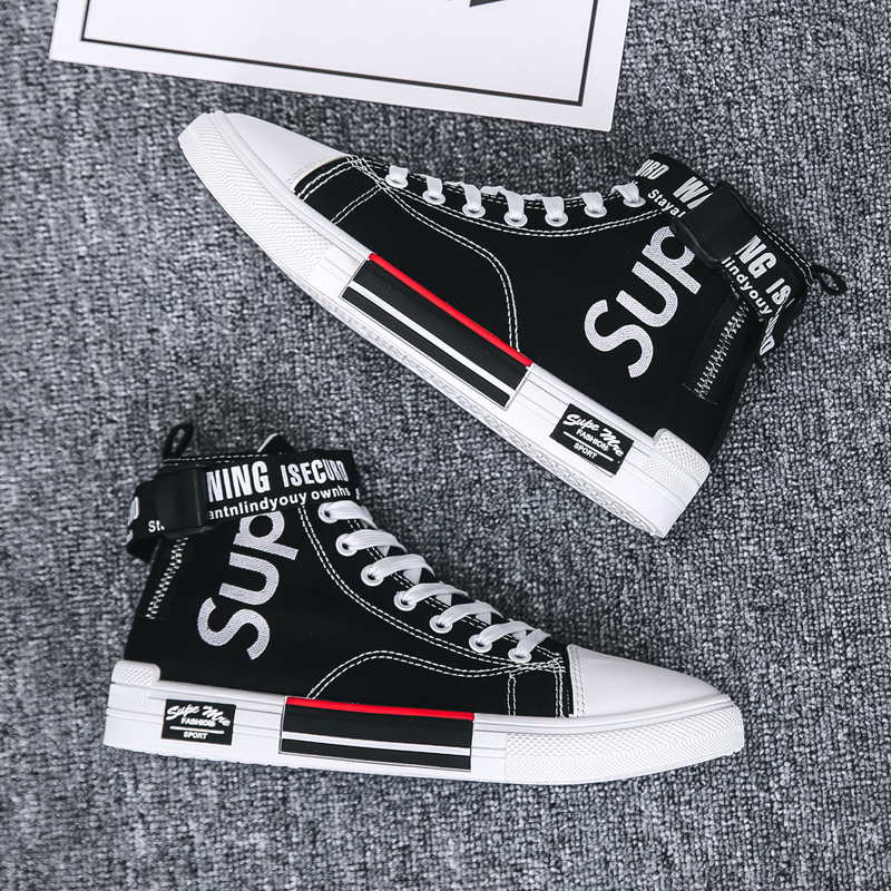 枫述春季帆布鞋男高帮韩版潮流百搭学生休闲高邦板鞋夏季潮鞋2021新款