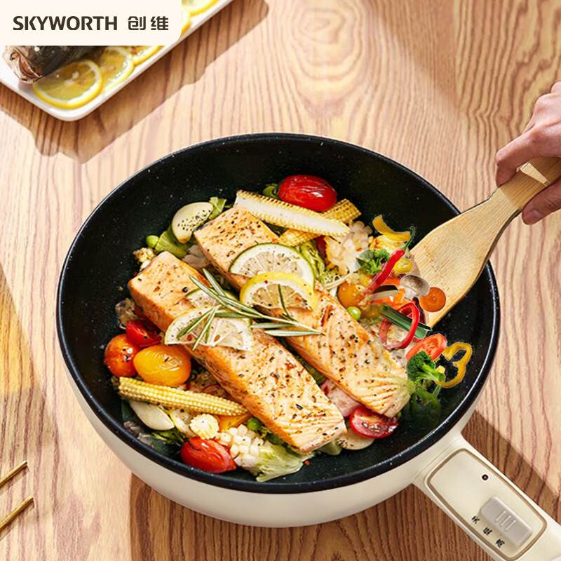 创维 电炒锅F191 电火锅多功能3L容量一体煎烤不沾电热锅电煮锅炒锅 3L高清大图