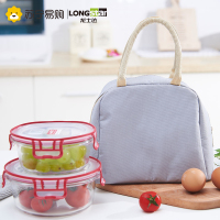 龙士达(longstar)圆形耐热玻璃微波炉饭盒保鲜盒2只套装 密封罐便当盒配双色盖子 950ML+620ml 送保温袋