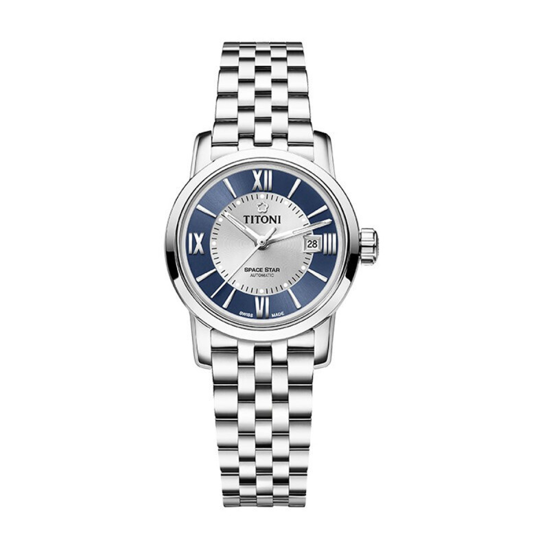 titoni瑞士梅花手表自动机械表天星系列女表罗马表钢带23538s580