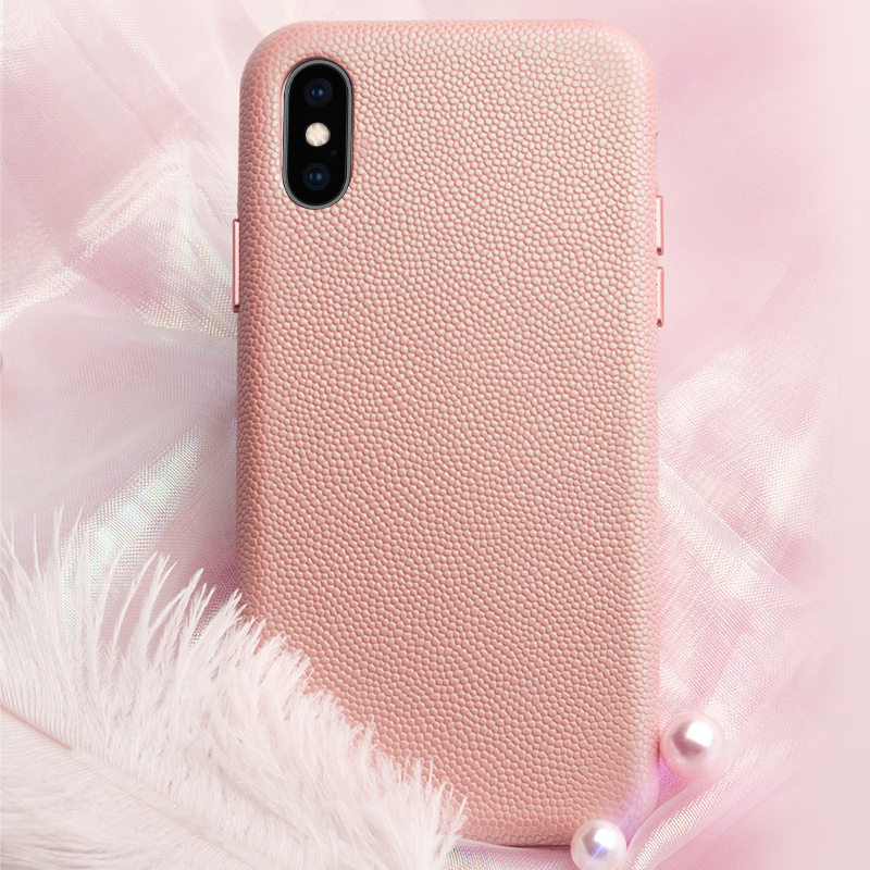 HIGE/苹果Xs/Xr手机壳 iphoneXs max保护套真皮加绒超薄全包手机套 适用于苹果Xr 珍珠粉