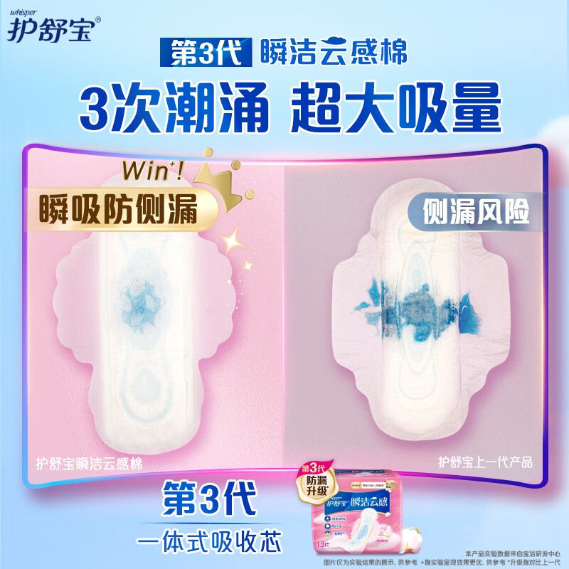 护舒宝瞬洁云感棉极薄日用卫生巾13片高清大图