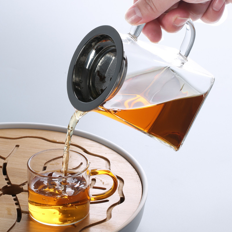 苏氏陶瓷透明玻璃公道杯家用耐热功夫茶具配件带不锈钢茶漏加厚