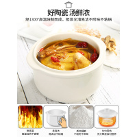 小浣熊电炖锅陶瓷家用煲汤煮粥全自动隔水炖盅大容量燕窝顿锅 卡其色