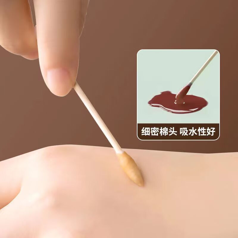 茶花(CHAHUA)棉签掏耳朵双头坚韧竹轴化妆棉棒(80) 310003高清大图