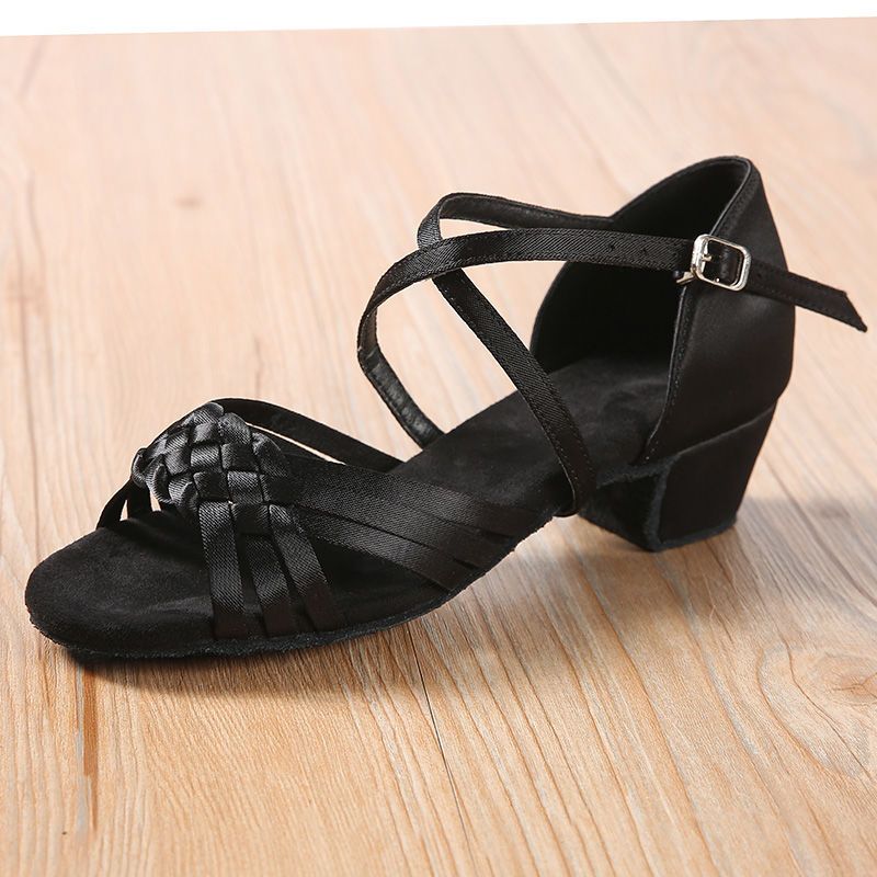 儿童专业拉丁舞鞋女孩女童软底中低跟舞蹈鞋少儿练功鞋比赛演出鞋