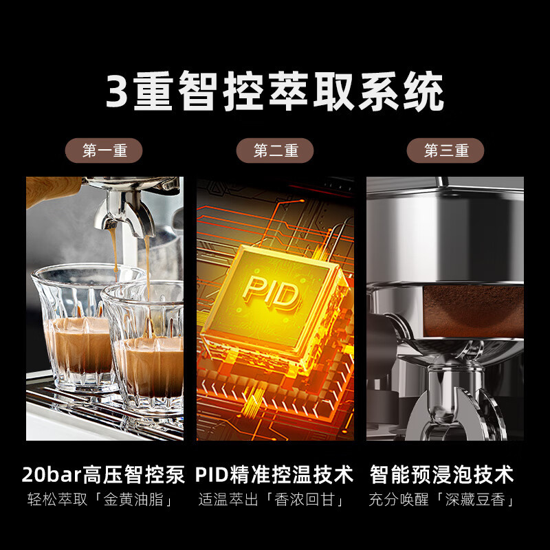 小熊(Bear)半自动家用机械舱咖啡机 萃取研磨一体机现磨咖啡豆 KFJ-L15M8高清大图