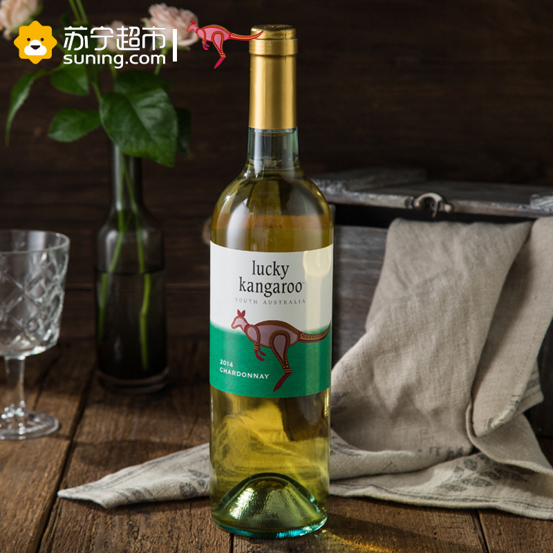 澳洲 Lucky Kangaroo幸运袋鼠霞多丽干白葡萄酒750ml