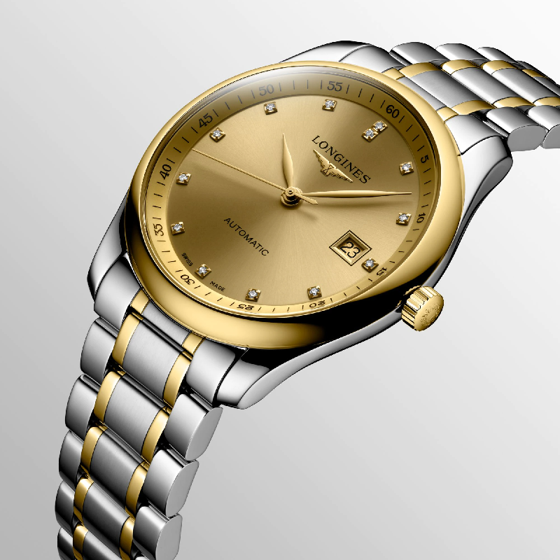 浪琴longines瑞士名表elegant博雅系列18k玫瑰金表带镶钻表盘自动机械