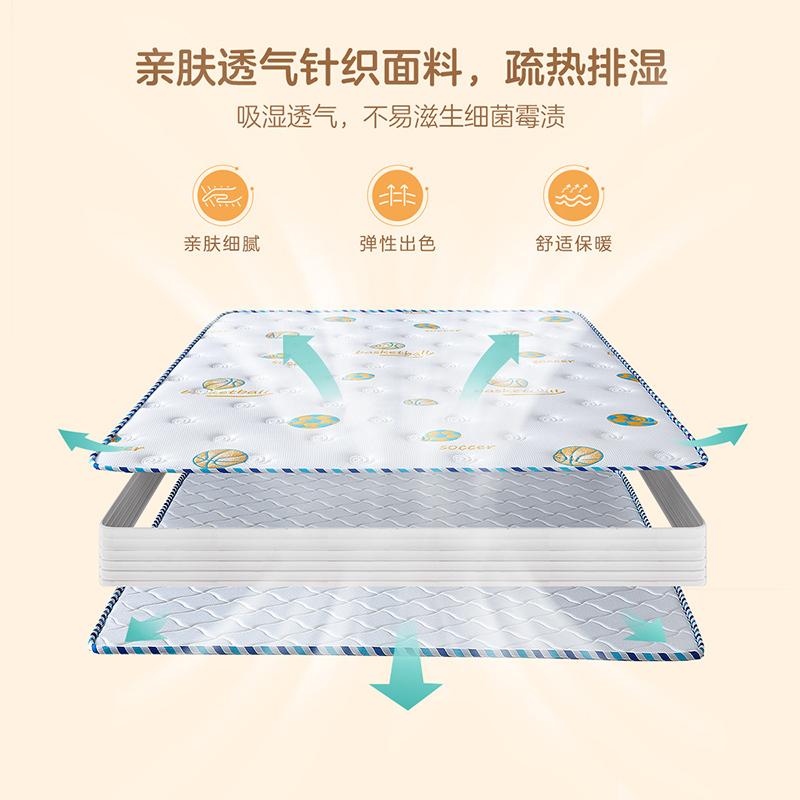 全友家居 青少年卧室床垫 简约现代弹簧床垫 软硬适中透气床垫 1.5米/1.2米