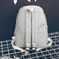 新款书包女韩版潮原宿ulzzang 高中学生背包港风百搭情侣帆布双肩包男-定制 粉色小号