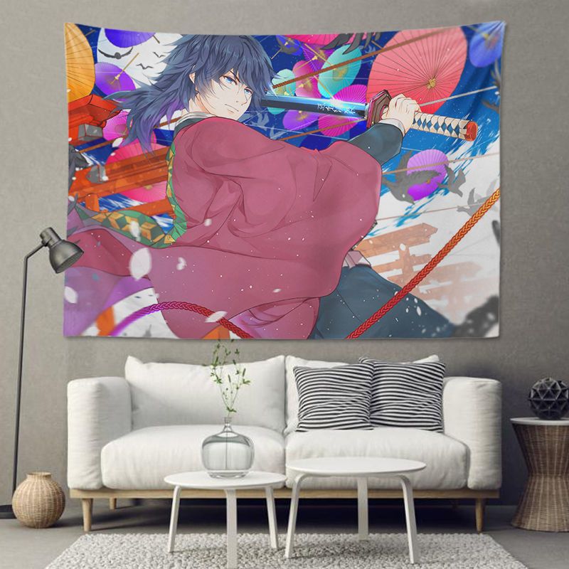 动漫鬼灭之刃背景布祢豆子炭治郎挂布房间床头挂毯卧室墙壁装饰布鬼灭