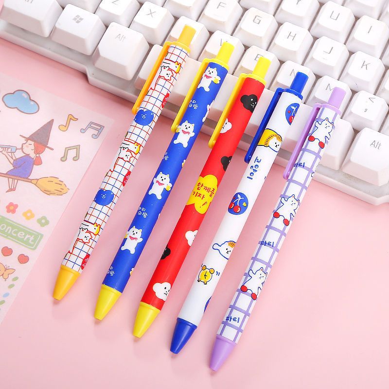 按动中性笔少女不二家麻肉小肉球ins卡通高颜值学生笔黑笔按压笔
