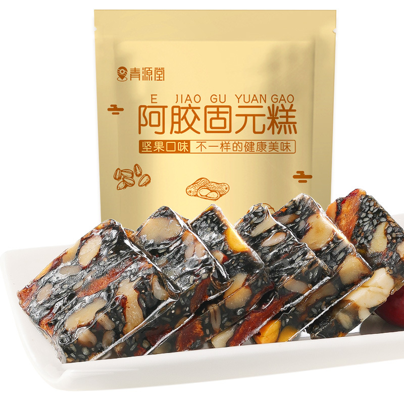 青源堂阿胶糕坚果味即食阿胶片块山东原产阿胶固元膏女性滋补250克