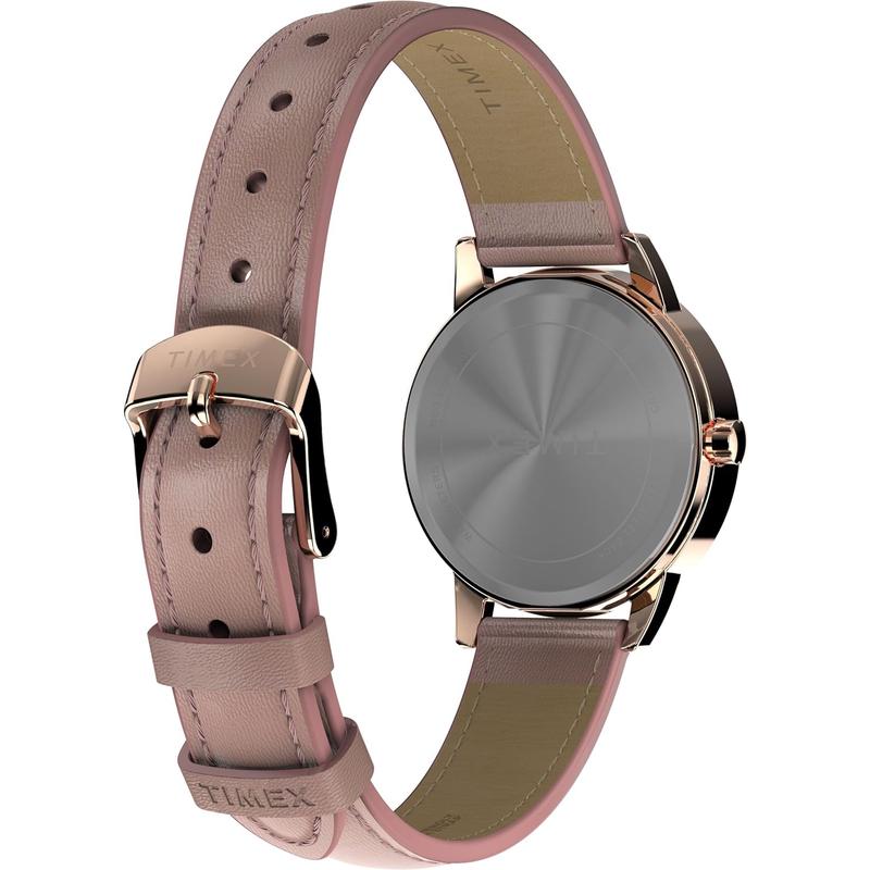 TIMEX/天美时女表简约经典大表盘石英防水复古黑面皮带表高清大图