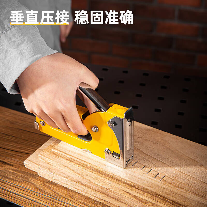 deli得力DL238001单用门钉打钉枪4-8mm金属款(黄)(把)高清大图