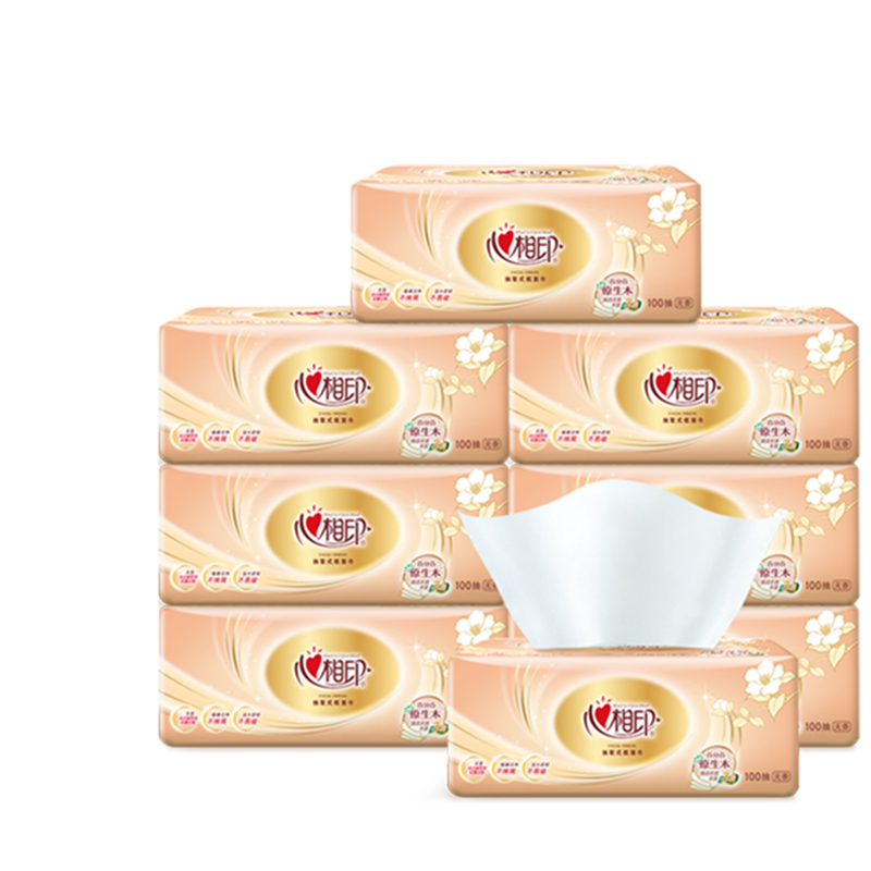 心相印金装经典系列100抽3层塑装纸面巾8DT55100(包装)