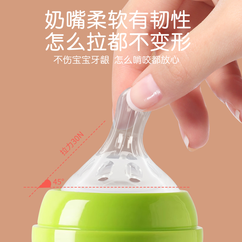 适配贝亲奶瓶配件奶嘴(2个装吸管水嘴适合12个月以上)防胀气仿母乳高清大图