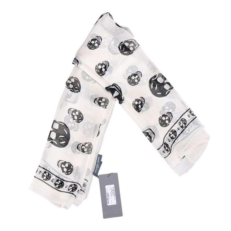ALEXANDER MCQUEEN 女士白色桑蚕丝围巾 110640-4Q010-9260
