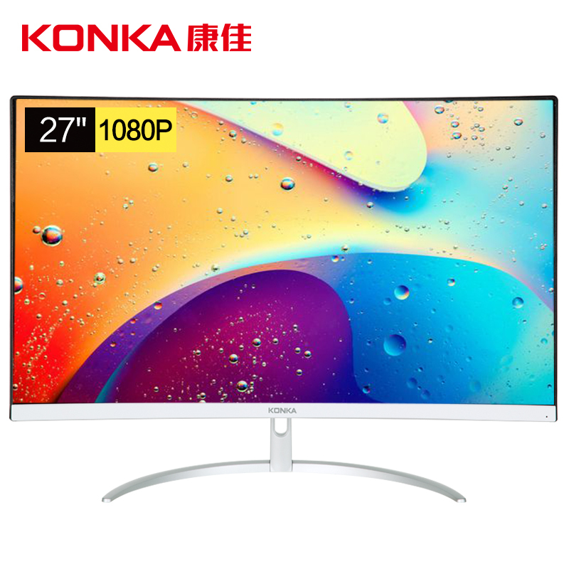 康佳(KONKA)27英寸显示器1800R曲面60HZ 全高清 窄边框 家用办公电竞电脑显示器（KD2701）