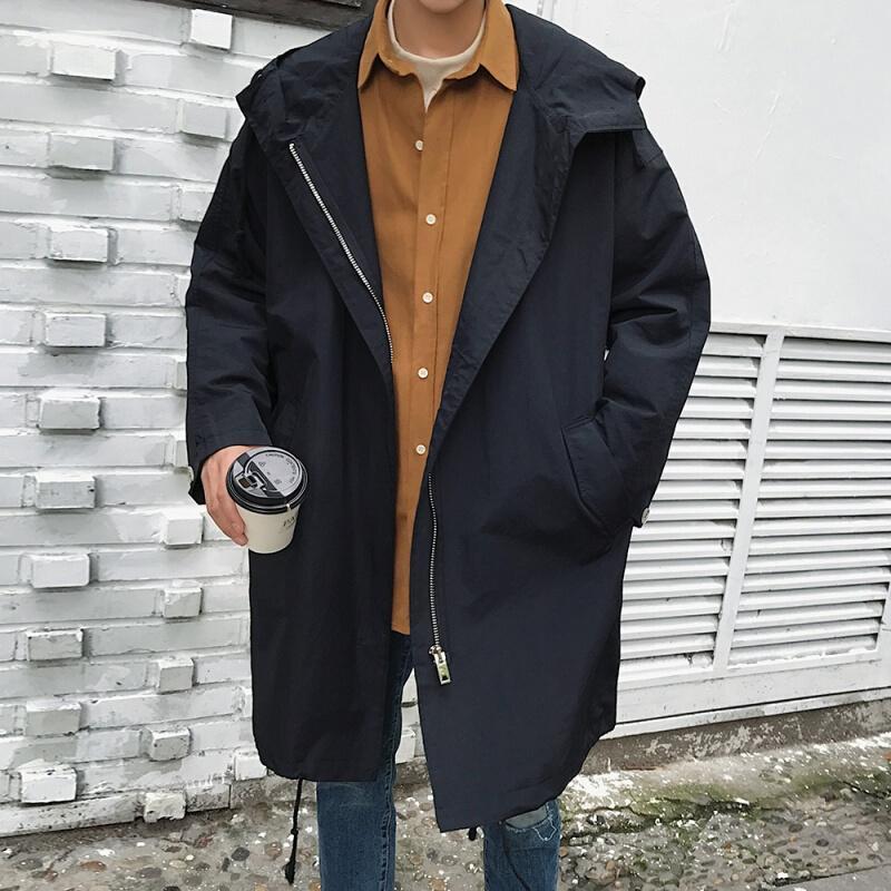 风衣男士2018春秋季新款韩版潮流港风学生中长款宽松帅气男装外套