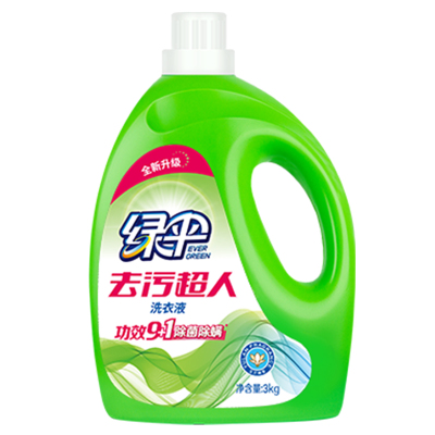 绿伞 去污超人机洗洗衣液3kg瓶装 玉兰幽香 中性温和