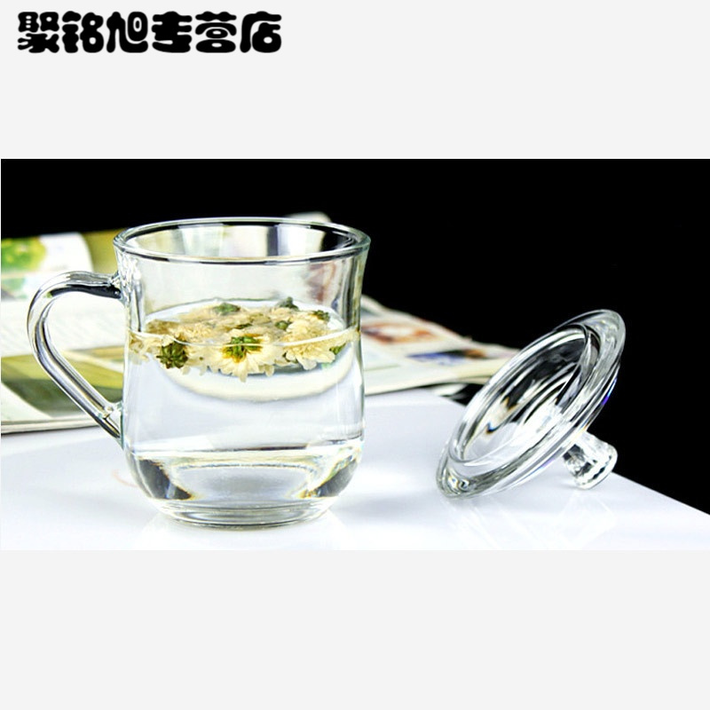 加厚无铅耐热有盖透明玻璃杯带把茶杯水杯办公杯礼品杯居家日用茶具水杯透明水杯送礼品杯子泡茶用茶具水杯