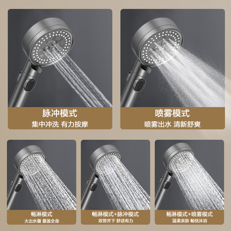 四季沐歌(MICOE)黑色花洒增压沐浴花洒喷头套装淋浴喷头软管花洒套装手持花洒