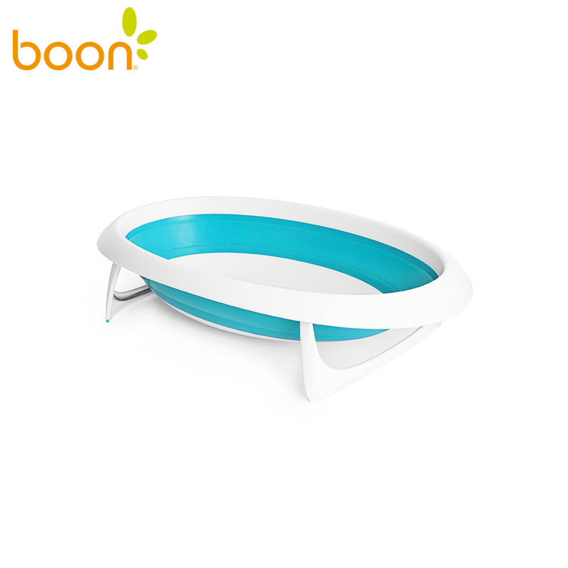 Boon啵儿 可折叠婴儿浴盆 绿色/白色