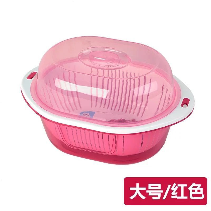 厨房碗柜塑料大号带盖沥水架放碗架置物架装碗箱碗碟架碗筷收纳盒 超大号 卡其色