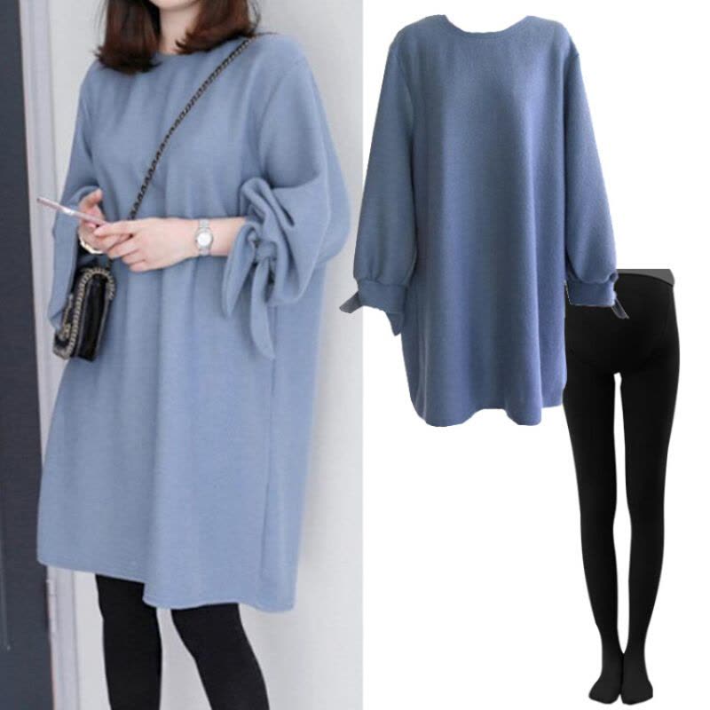 迪鲁奥(DILUAO)孕妇秋冬装套装时尚款2021新款毛衣孕妇宽松上衣休闲商务外出孕妇裙图片