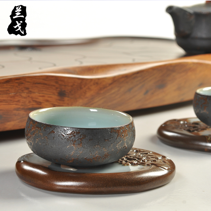 美帮汇茶道零配件官窑杯垫 艺术品茶具仿玉石陶瓷茶杯隔热茶垫高清大图