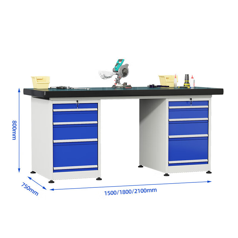 戴劲重型防静电工作台操作台钳工台车间多功能检验维修桌2.1米双四抽高清大图