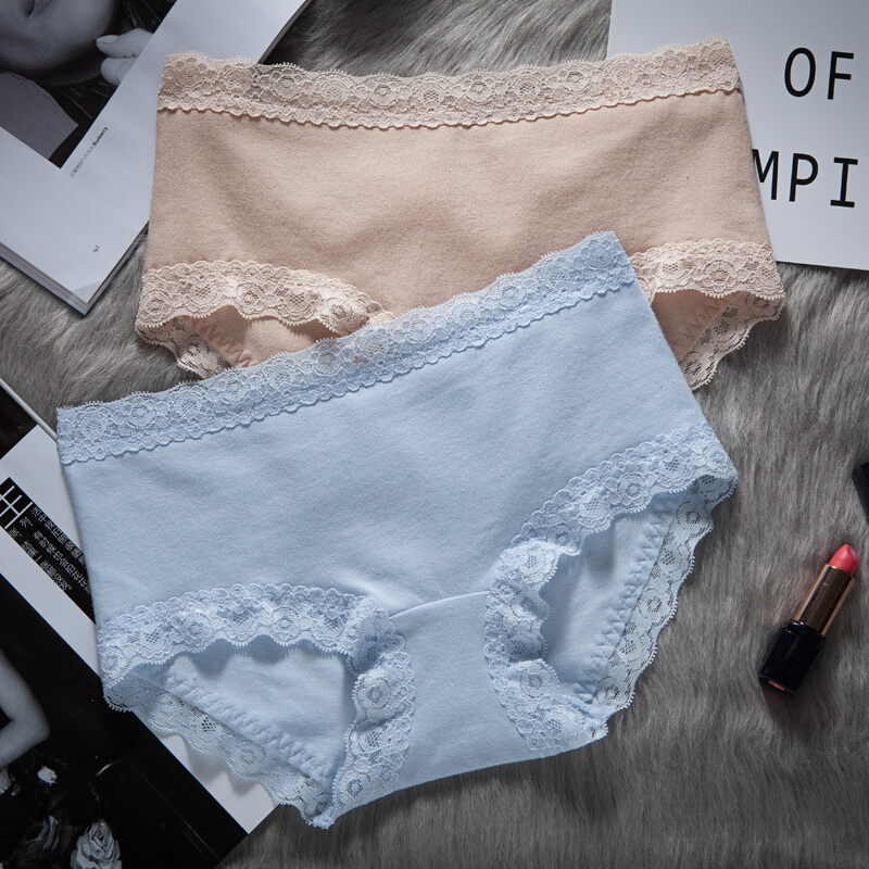 内裤女纯棉女士蕾丝无痕中腰低腰少女女生女式三角全棉底裤裤头
