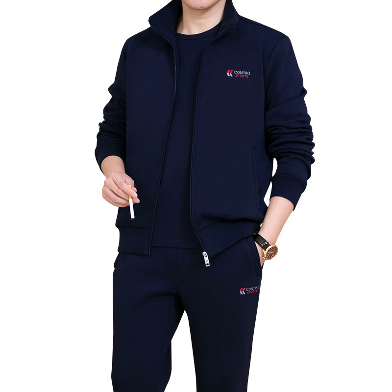 champion捍卫冠军中老年男士运动套装春秋加大码运动服三件套爸爸装