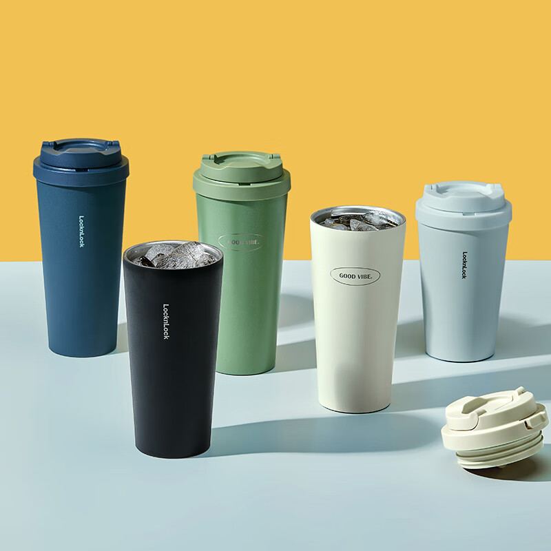 乐扣乐扣(LOCK&LOCK)遇见元气保温保冷咖啡杯弹跳盖男女颜值水杯400ML黑色LHC3271高清大图