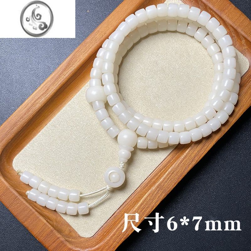 JiMi白玉菩提根手串原籽直切桶珠 老型108颗手串项链跑环手链男女文玩图片