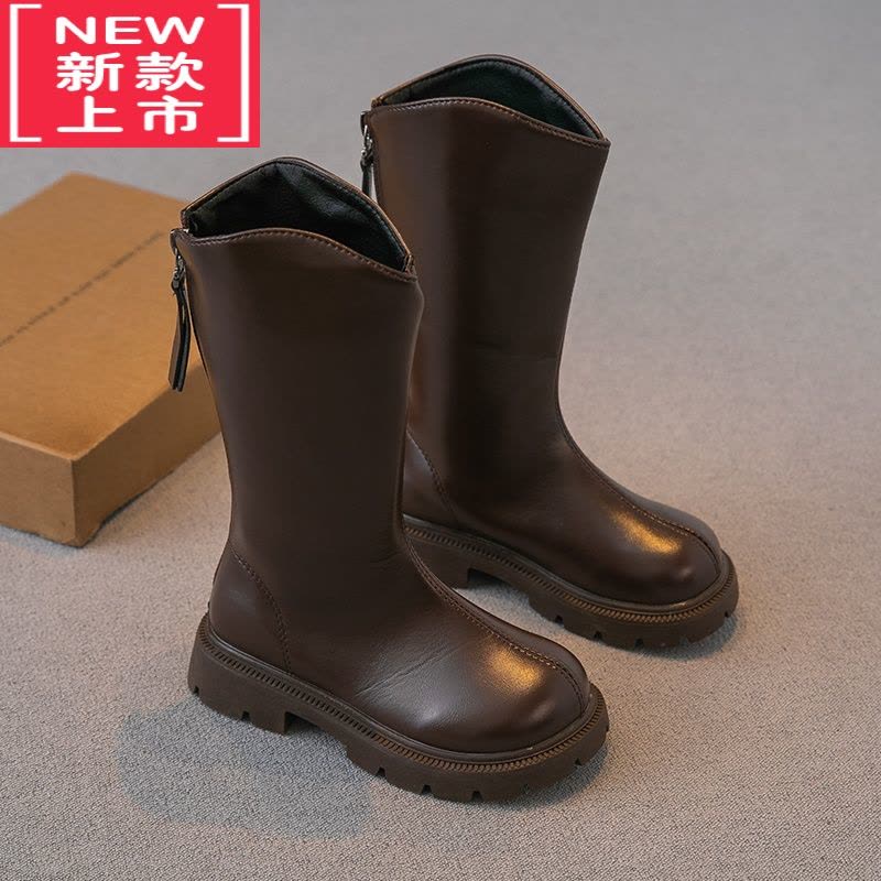 可莉允女童靴子2022冬季新款儿童鞋子加绒二棉皮靴洋气高筒靴长靴棉靴潮图片