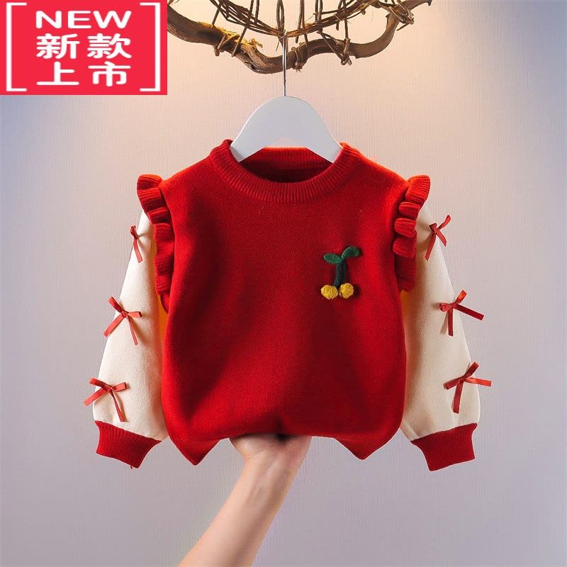 可莉允儿童毛衣套头衫加绒女童针织衫上衣秋装女孩公主外套女宝宝打底衫图片