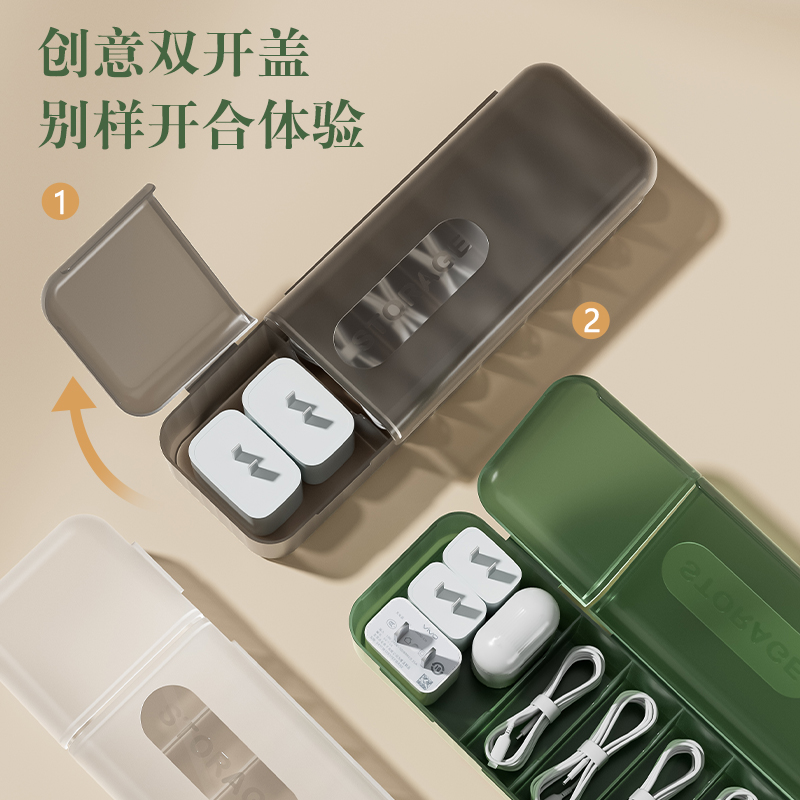 [补贴10%]充电器电线收纳神器桌面理线盒绕线器数据线收纳盒整理放置卧室高清大图