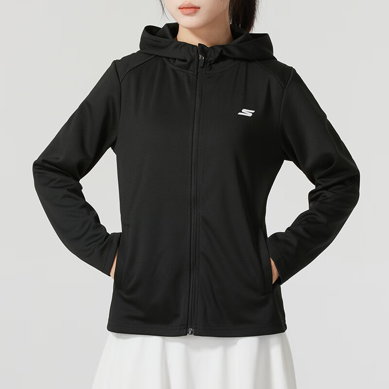 斯凯奇(Skechers)女装新款梭织连帽夹克时尚百搭运动外套P224W163-03K8 ZP高清大图