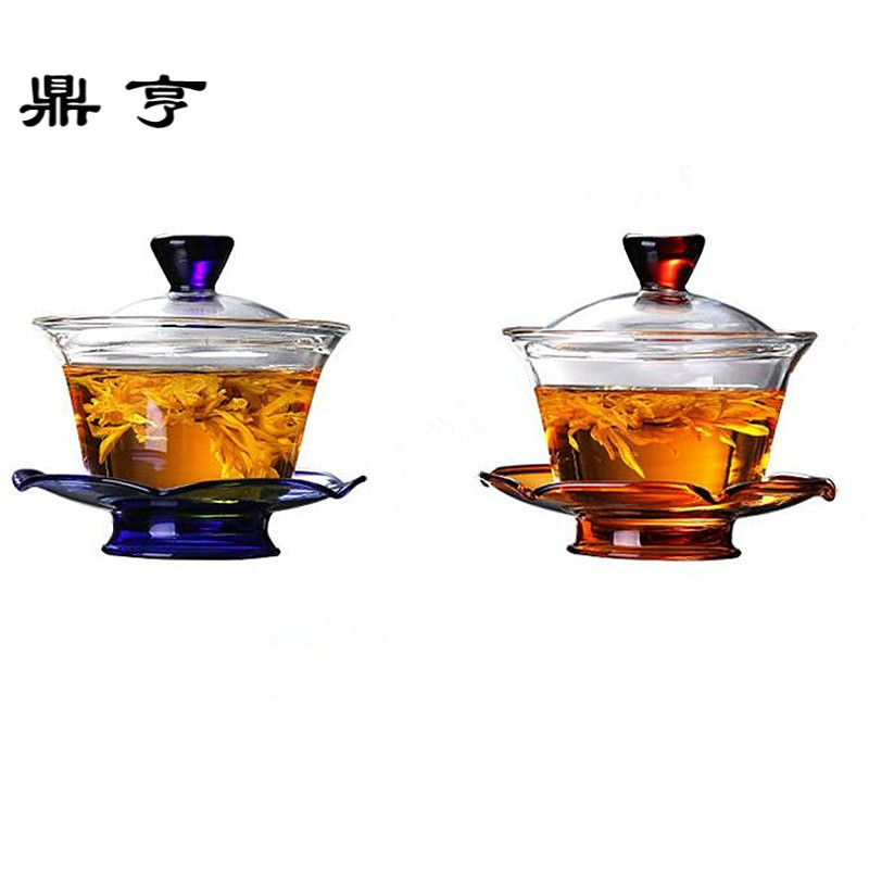 鼎亨玻璃盖碗茶杯耐热加厚三才杯茶具泡茶碗大号功夫透明三才碗泡